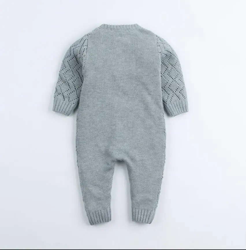 Вязаный детский комбинезон Одежда для новорожденных Осень полые с длинными рукавами комбинезон для новорожденных, хлопковый комбинезон для младенцев мальчиков девочек одежда