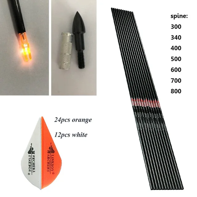 Охотничий арбалет 12 шт. 30 ''позвоночник 340 Linkboy стрелы для стрельбы из лука DIY блочный лук чистые углеродные валы лопасти Nocks точки вставки - Цвет: 5