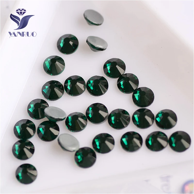 

YANRUO 2028HF All Sizes Emerald Crystal Hotfix Iron On Flatback Hot Fix Glue Strass Glass Rhinestones For Clothes