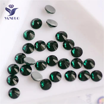 

YANRUO 2028HF All Sizes Emerald Crystal Hotfix Iron On Flatback Hot Fix Glue Strass Glass Rhinestones For Clothes