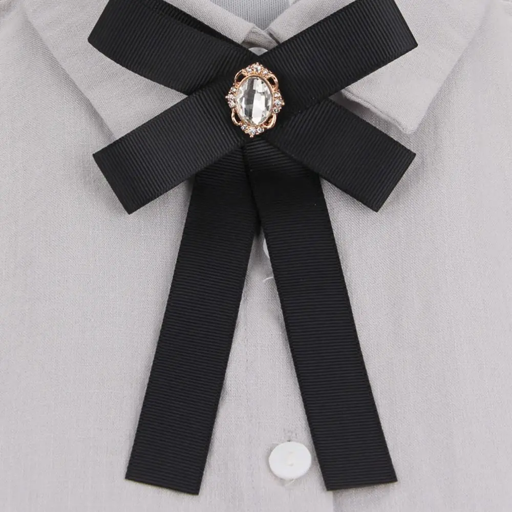 Модные тканевые Броши «бант» Для женщин значки в виде галстука вечерние свадебные большие ленты парфюм на подвеске ювелирные изделия Аксессуары для одежды - Окраска металла: Black