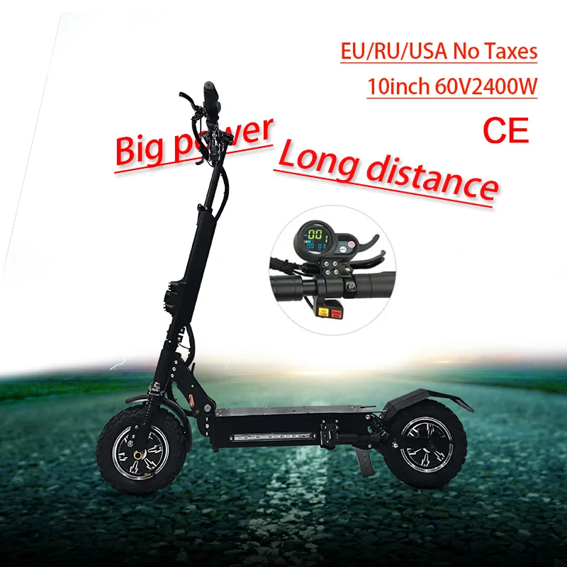  JS 60V2400W Adult Electric Scooter with seat Two motor wheel foldable hoverboard off road tire elec