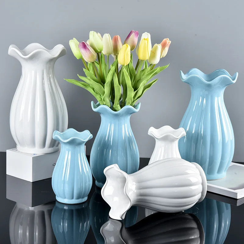 Buy Ruffled ceramic vase European minimalist flower