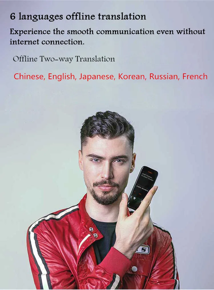 JoneR GO голосовой переводчик двусторонний автономный синхронный перевод английский, японский, корейский, русский, французский wifi