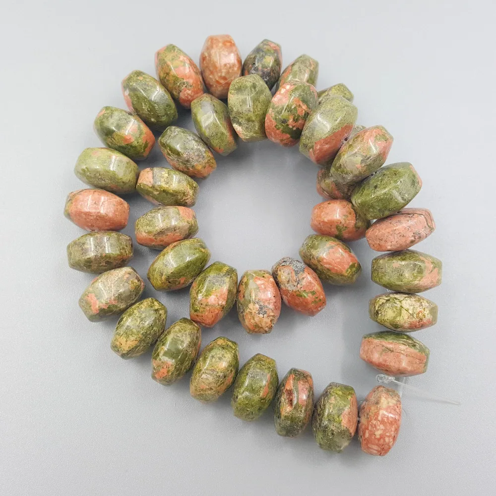 

Wholesale Natural Stone Unakite Flower Greenstone Flat Round Shape Beads About about 10x16mm for DIY Jewelry Making about 39cm