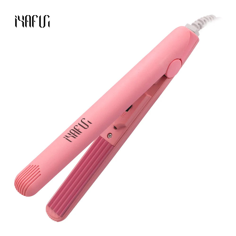 

Mini Professional hair straightener Pink Ceramic hair flat iron Straightening corrugated Curling Iron switch Styling Tools