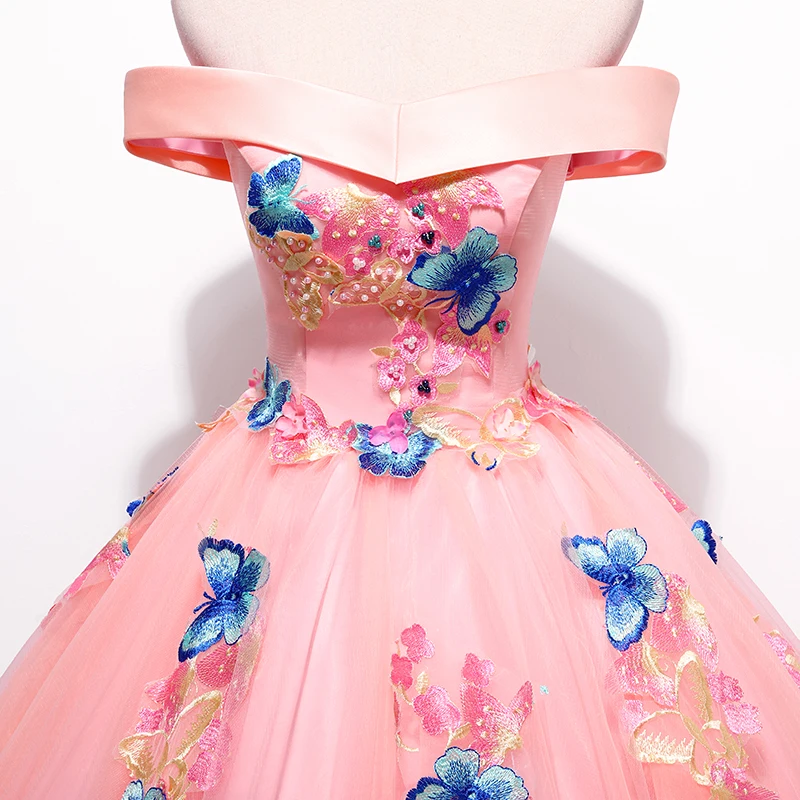 

New pink sweat off shoulder lady girl women princess bridesmaid performance banquet party dress gown