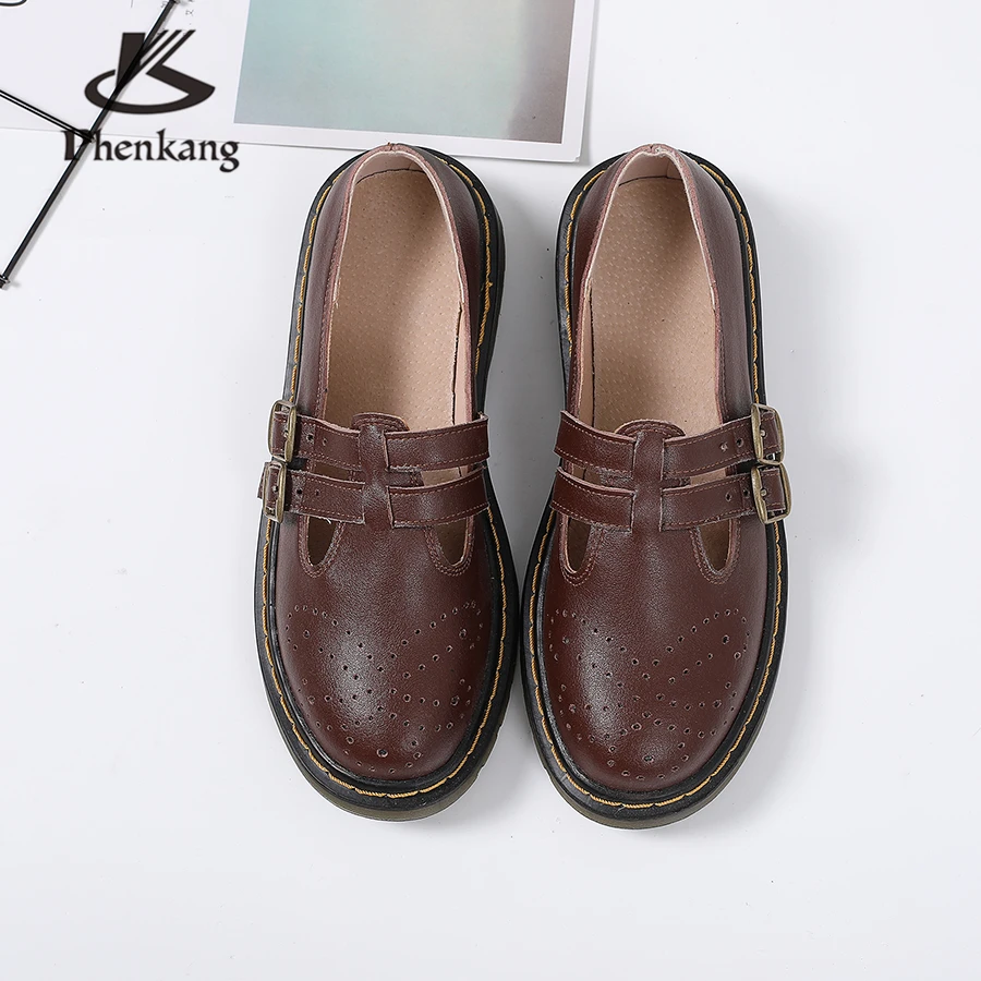 

100% Genuine cow leather sandals casual lady flats shoes vintage handmade oxford shoes for women brown black summer