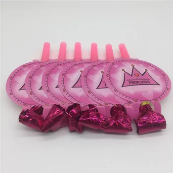 

6pcs/lot Pink crown Blowout Cartoon Disposable Blowout Children Birthday Party Supplies Blowout Baby Birthday