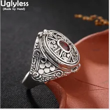 Uglyless S 925 anillos de plata esterlina de las mujeres Vintage étnico Nepalés anillo el budismo abierta Gaudencio tailandés caja de plata, joyas de granate