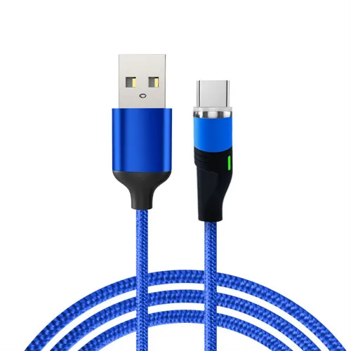 Магнитный USB кабель VOXLINK 1 м светодиодный для iPhone Xs 6 и USB TypeC кабель и Micro USB нейлоновая оплетка для samsung Xiaomi huawei LG USB C - Цвет: Blue for Type C