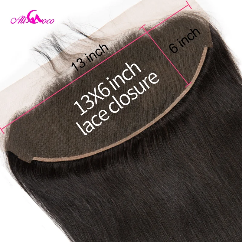  Ali Coco Straight HD Transparent Lace Frontal 13X6 Ear To Ear Lace Frontal Closure 8-24 Inch Natura