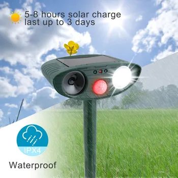 

Solar Animal Drive Outdoor Ultrasonic Infrared Light Flash Drive Dog And Cat Ultrasonic Multi-Function Bird Repeller