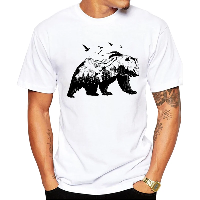 

New 2019 men fashion printed short-sleeve Animals and forests design t-shirt Harajuku funny tee shirts Hipster O-neck cool tops