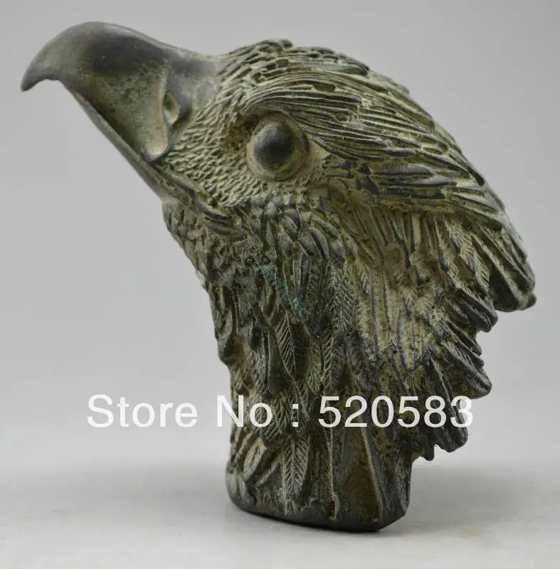 

Collectible Decorated Old Handwork Bronze Carved Eagle Head Statue
