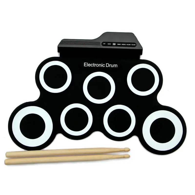

Portable Electric Roll-up Drum with Drumsticks Manual Kids Simulation Drum Set Children Music Training Musical Instrument Toys