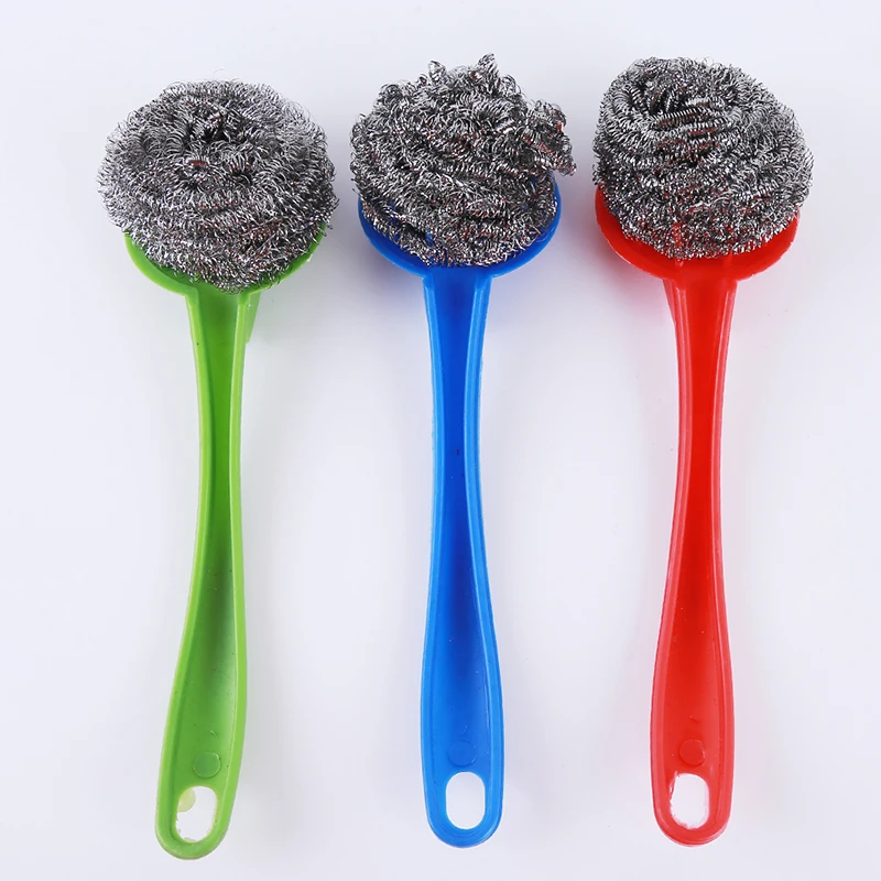 Plastic Long Handle Cleaning Sponge Steel Wire Sponge Stainless Steel Scrubbers Kithcen Plastic Long Handle Cleaning Sponge Steel Wire Sponge Stainless Steel Scrubbers Kithcen