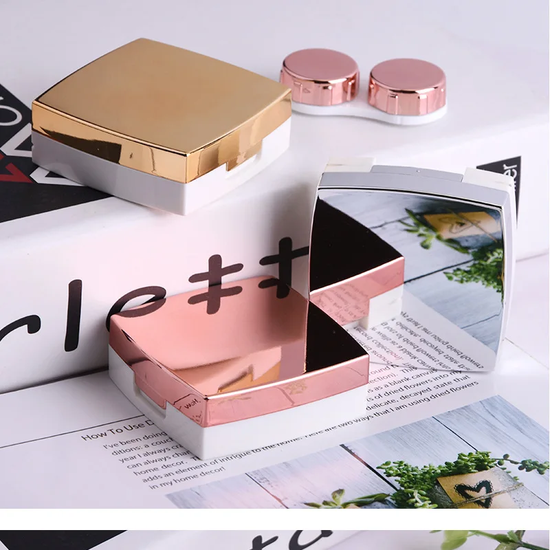 Contact Lens Case With Mirror women Colored Contact Lenses box eyes contact lens container Lovely Travel kit box without sign