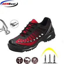 DEWBEST/Мужская Рабочая и защитная обувь со стальным носком, противоскользящие, противопрокольные, строительные рабочие ботинки, Нескользящие, дышащие, для безопасности