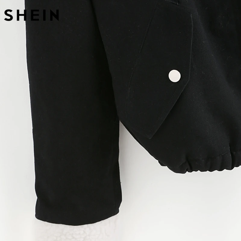 SHEIN Модная Куртка С Капюшоном Искусственным Мехом Парка Меховой Отделкой|jacket