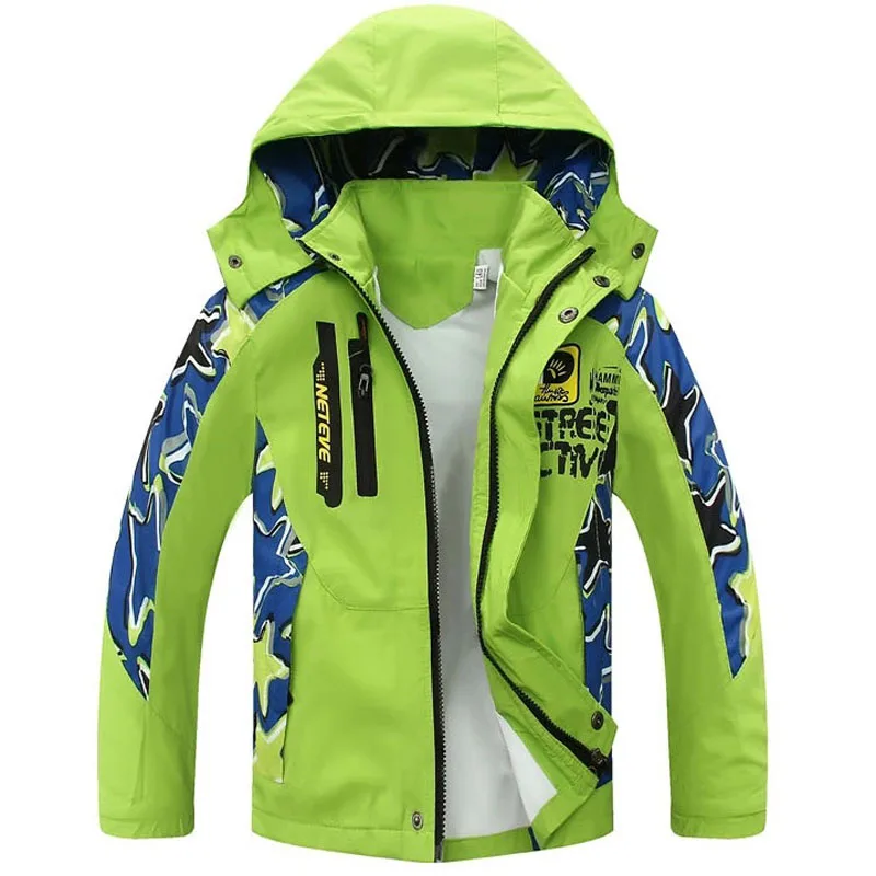 Новая детская Весенняя повседневная спортивная куртка для мальчиков, ветрозащитная куртка, двойная куртка для От 4 до 13 лет, пальто для мальчиков, детская одежда - Цвет: Green Boys Coat