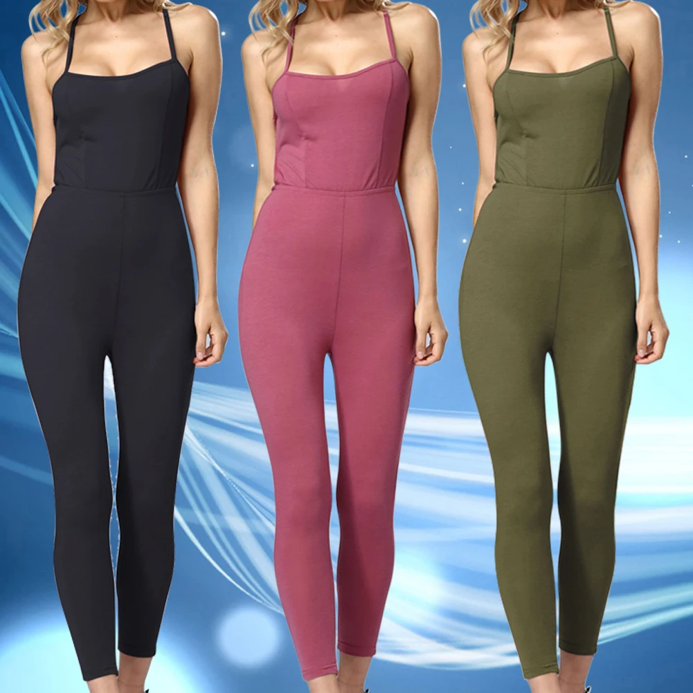 Sexy Sleeveless Backless Jumper Striped Bodysuit Overalls 2018 Women