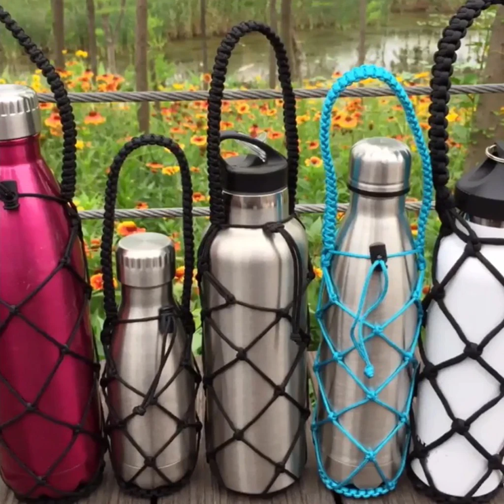 2pcs Water Bottle Carrier Mesh Bag Holder Carrying Nets Fits 260ml Wide Mouth Bottles Vacuum Cups
