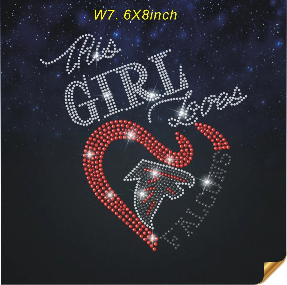 

girls love falcons design rhinestone transfer hot fix rhinestone motif iron on strass