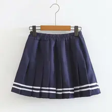 KYQIAO японская школьная форма jupe femme mori для девочек в японском стиле kawaii свежая эластичная талия темно-синяя плиссированная юбка миди