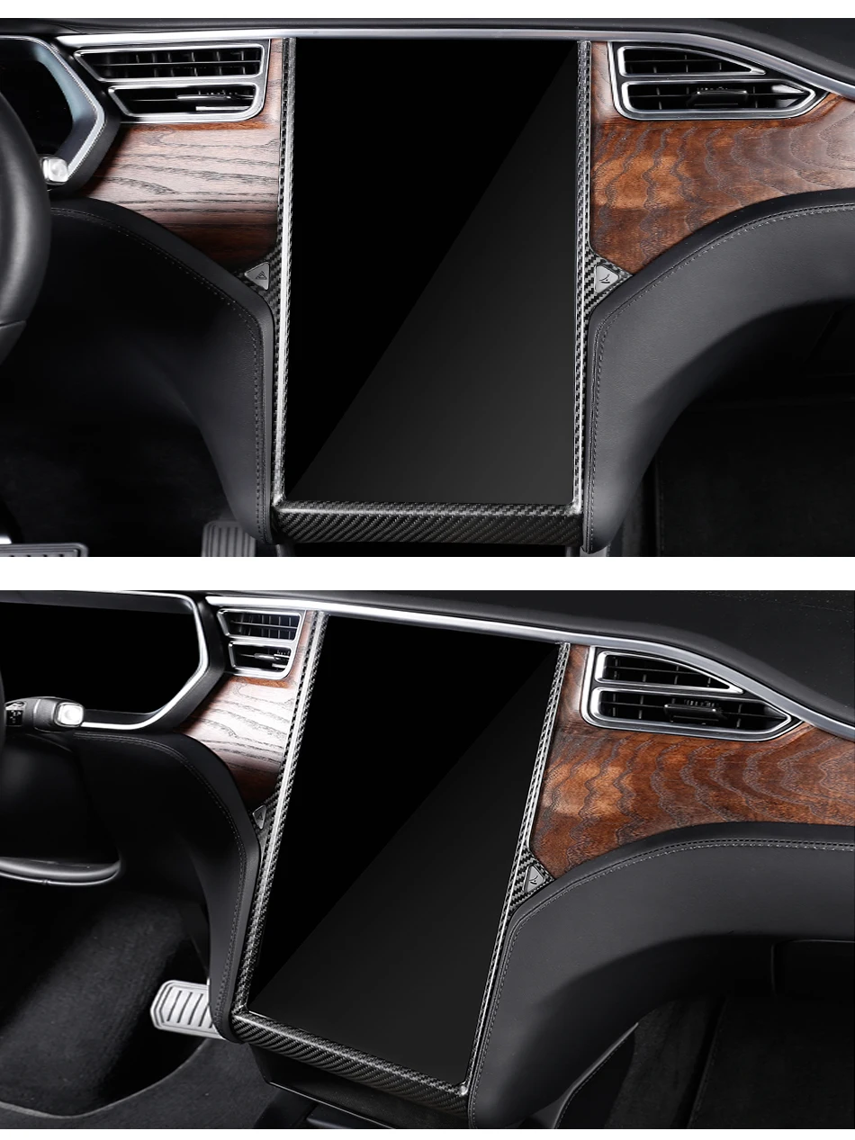 Немного Изменить Настоящее углеродного волокна навигации украшения коробка управления экран кольцо модификации для Tesla модель S X