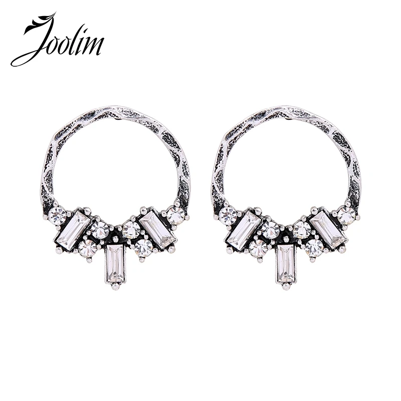 

JOOLIM Vintage Antique Gold Silver Round Piercing Earring Fashion Earring Women 2017 Christmas Gift Free shipping