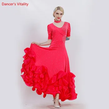 

Adult Female Ballroom Dance Dress Luxury Diamond Dance Competition Performance Costumes Ballroom Waltz Standard Dance Dresses