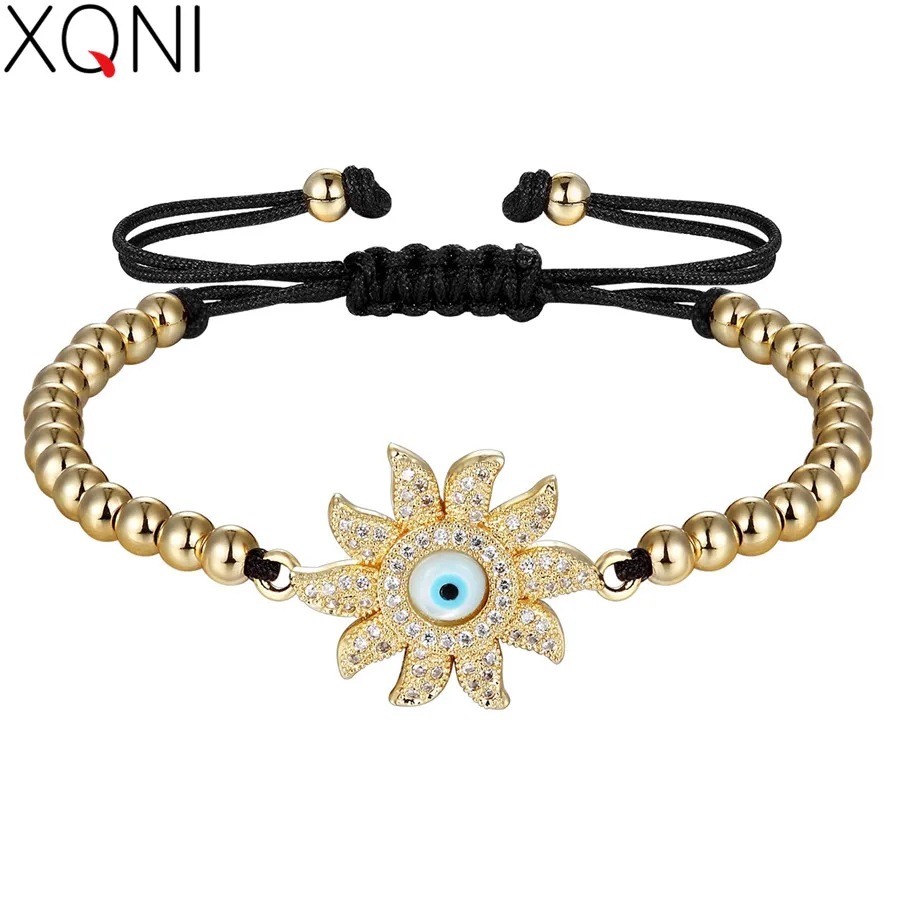 

XQNI Colorful of Gold/Black/Rose Gold/Silver Flower & Eye Combination Design 15-24CM Adjustable Bracelet For Women Surprise Gift