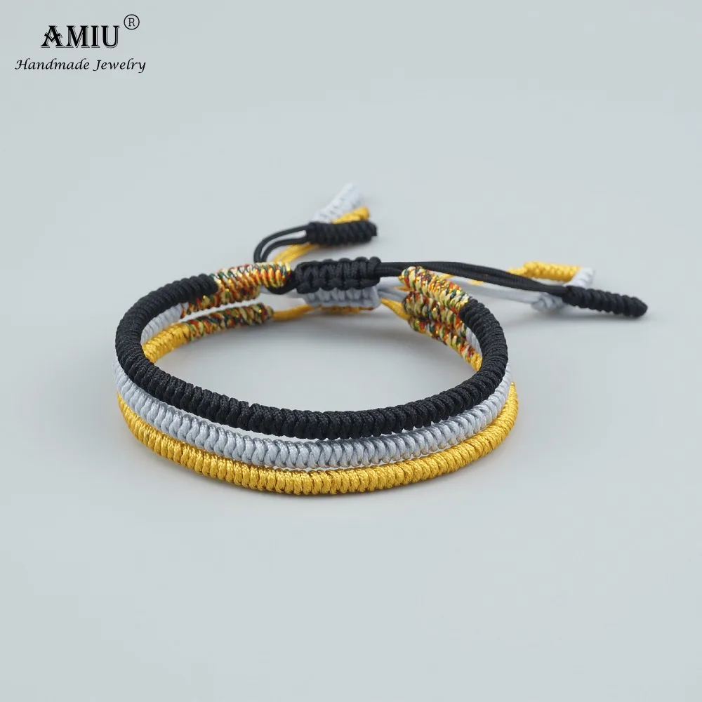 AMIU 3 шт. разноцветные Тибетские буддийские любовные талисманы тибетские браслеты и браслеты для женщин и мужчин ручной работы узелки веревочный браслет