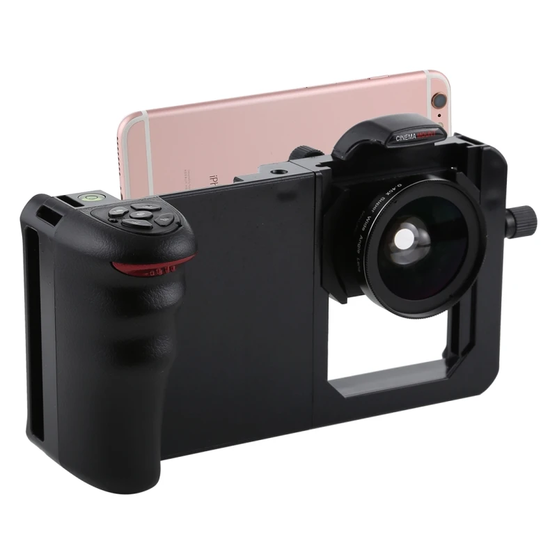Universal 6.0'' Smartphone Stabilizer Rig Grip Professional 0.45X Super Wide Angle Macro Lens Phone Video Steadicam Holder Mount