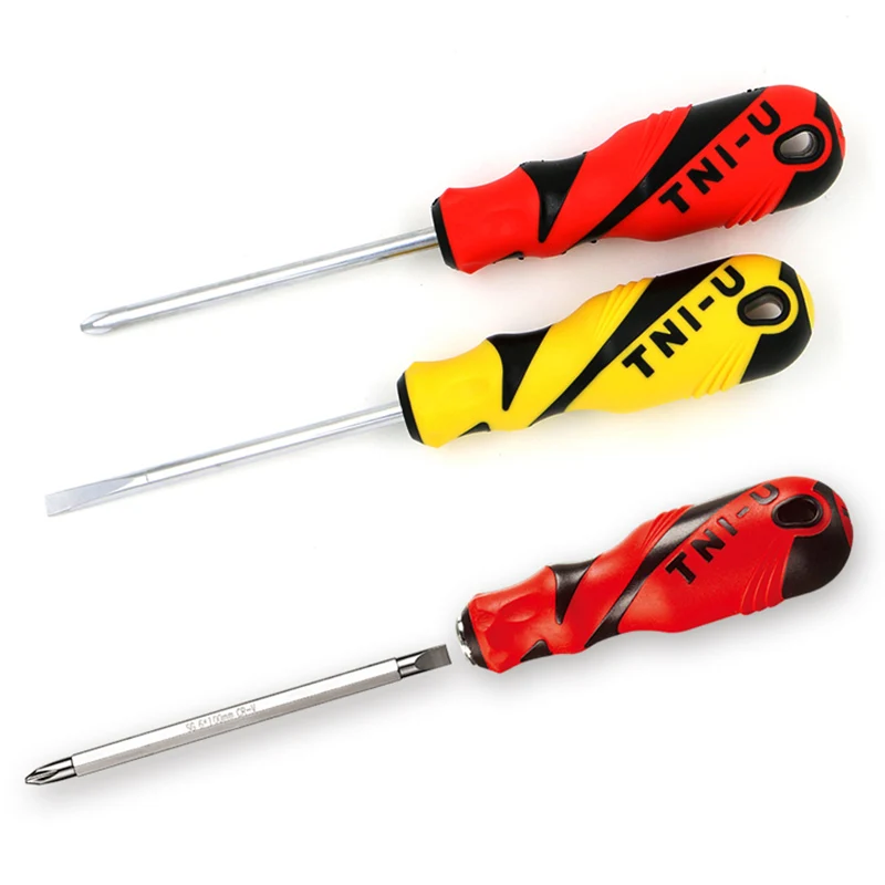 

TNI-U Multifunction word cross Double-headed Screwdriver Slotted and phillips, Non-slip Demountable Handle With Soft Rubber