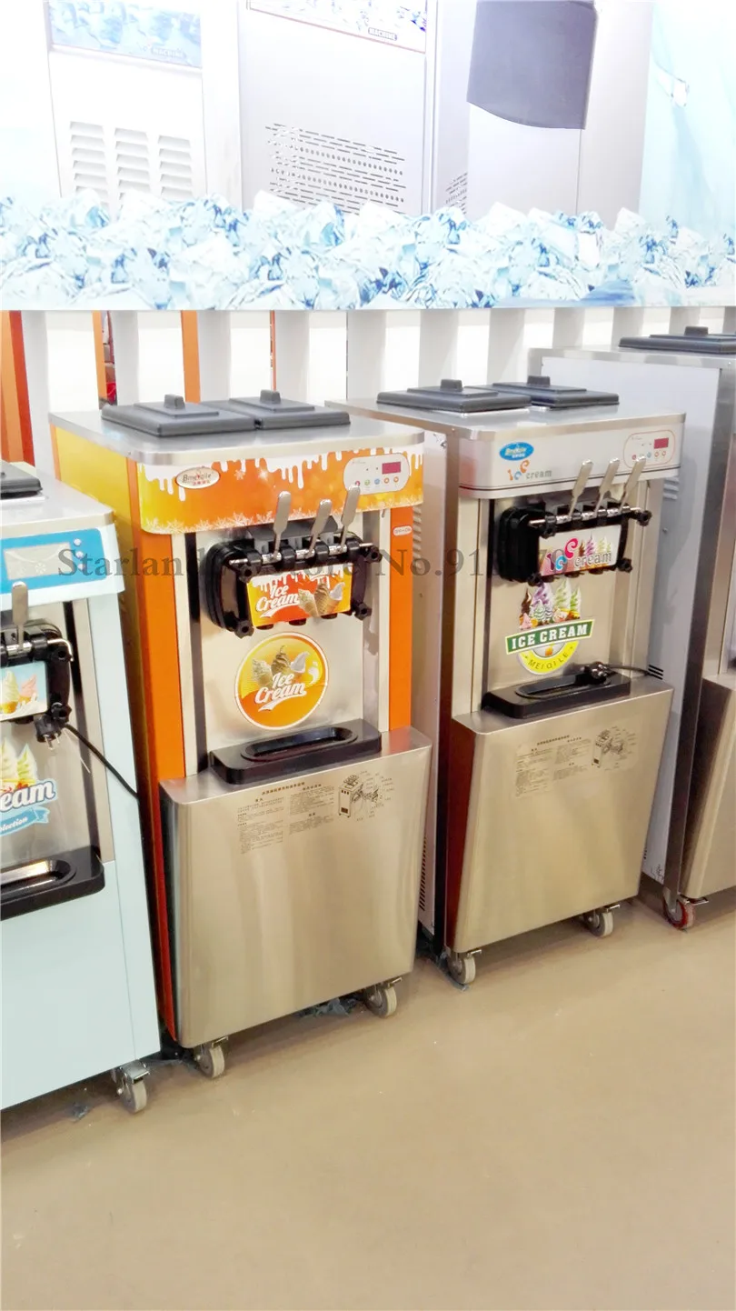 Машина для мягкого мороженого, оборудование для коммерческого мороженого, 3 вкуса, машина для мороженого, 22~ 25 литров/ч, 220 В, Одобрено CE