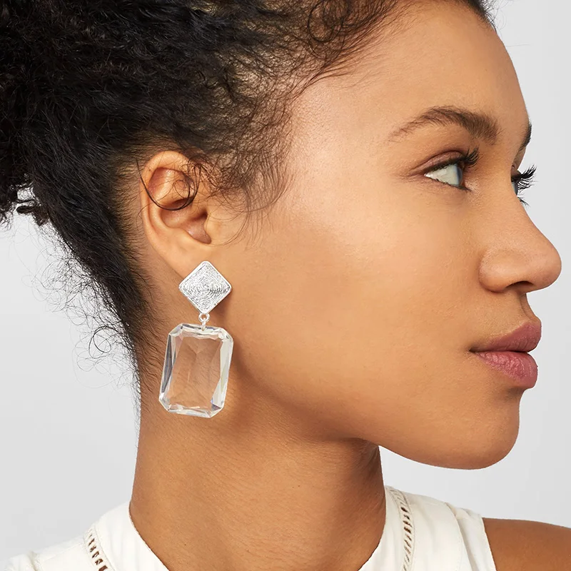New Fashion Transparent Crystal Resin Drop Earring For Women Vintage Acrylic Large Geometric Statement Earring 2018 ZA Jewelry