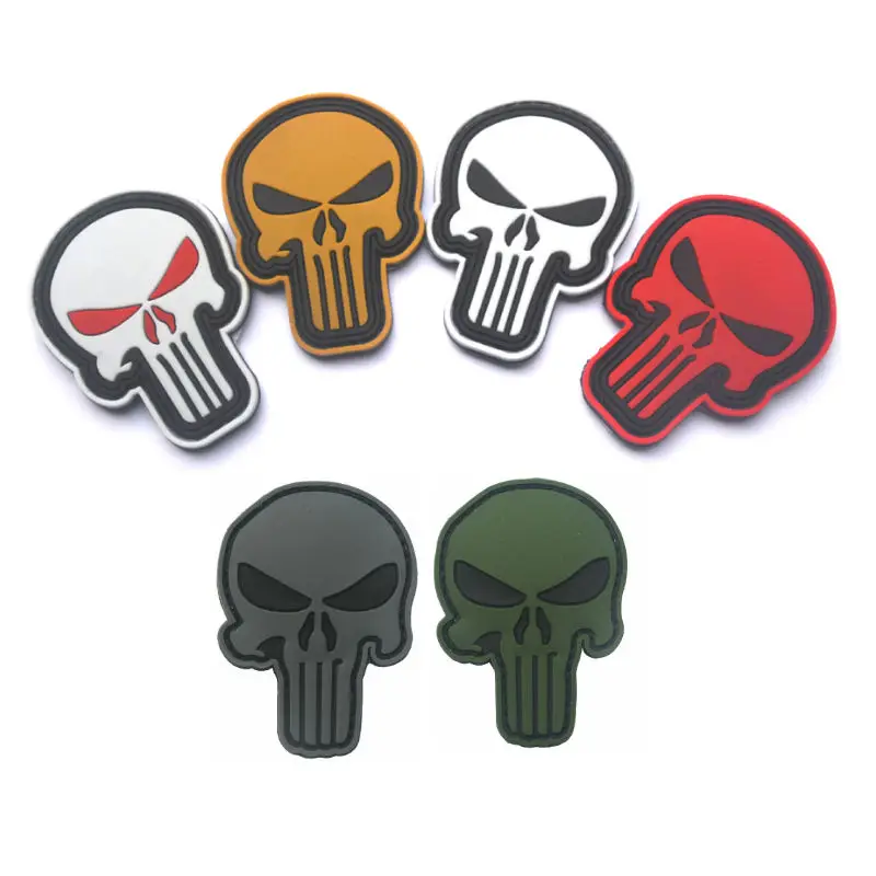 

Rubber Patch The Punisher Skull PVC Patches Military Tactical Armband Hook Back Sewing Applique Cap Bag Jacket Badge Badges