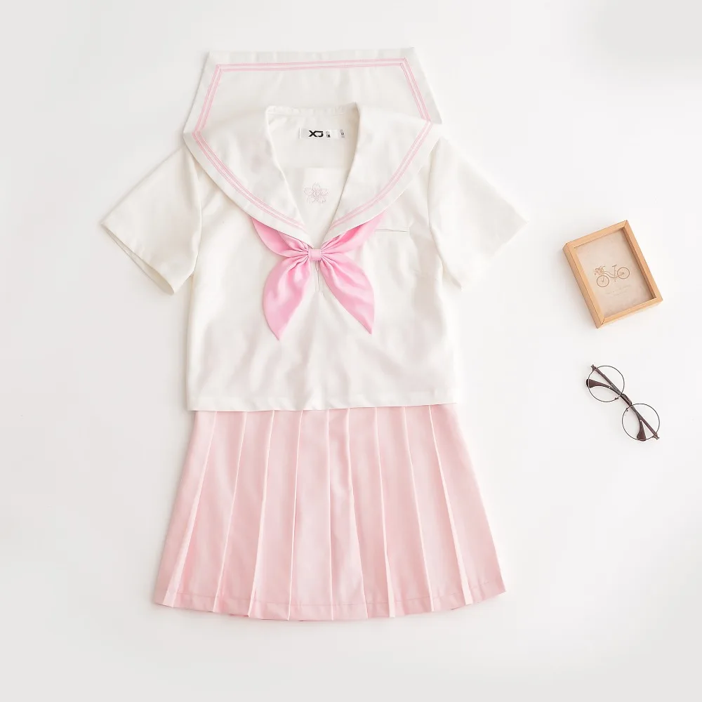 Sakura/платье для школы в стиле Лолиты; летняя розовая юбка; JK; японская школьная форма; топ+ юбка+ галстук для девочек-подростков; аниме; Косплей; Костюм Моряка