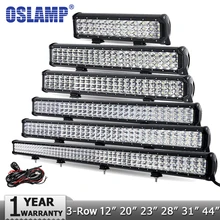 Oslamp 12″ 20″ 23″ 28″ 31″ 44″ 3-Row LED Light Bar Offroad Combo Beam Led Work Light Bar DC12v 24v Truck SUV ATV 4WD 4×4 Led Bar
