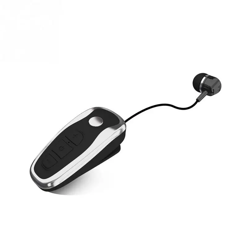 Black Silver Портативный Бизнес Стиль Одежда шеи клип дизайн стерео Bluetooth 4,1 наушники-вкладыши выдвижной тросик беспроводной с функцией громкой связи - Цвет: Black Silver
