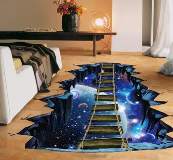 

Boys Bed Room 3D Universe Bridge Diy Sticking Home Decor PVC Wall Stickers For Kids Rooms DIY Art Wall Decal Sticker Mural