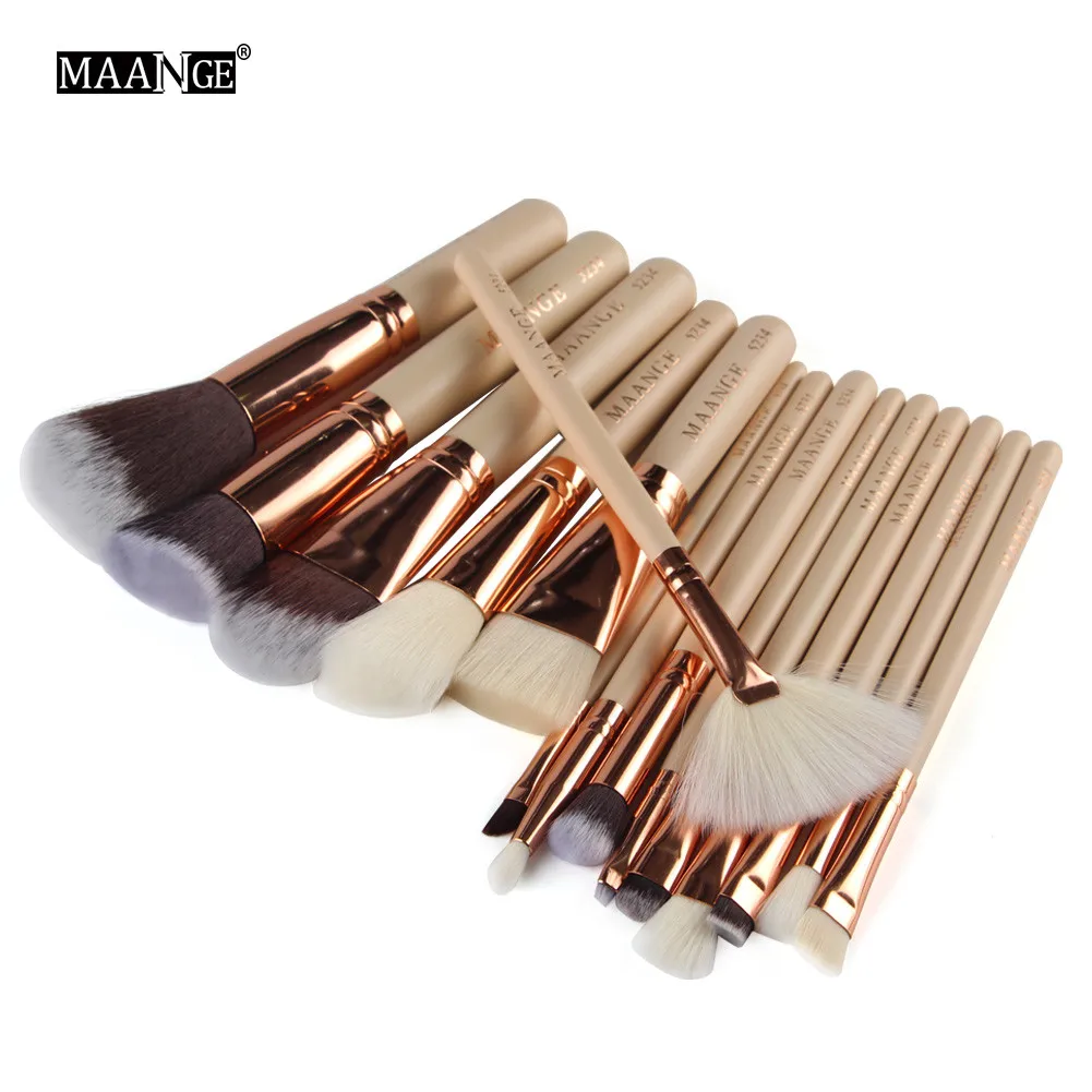 B 15 PCS women's Make Up Foundation бровей подводка для глаз Румяна Косметические кисточка для макияжа Набор кисты для мамы L48 - Handle Color: B