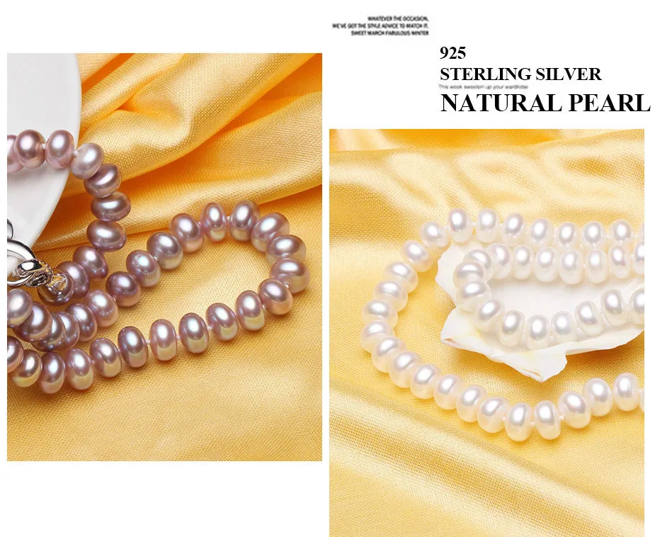 pearl necklace with 925 silver accessories fine jewelry for party wedding
