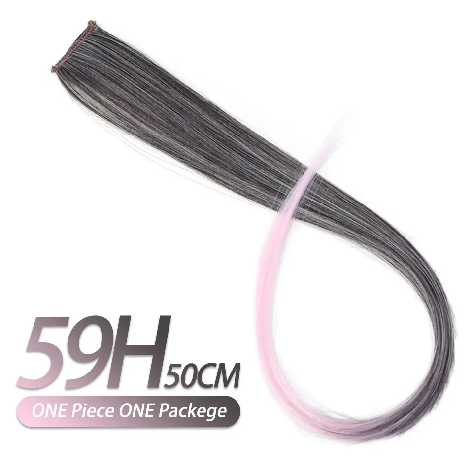 Pageup Rainbow Synthetic Hair Pieces For Women/Children Long Ombre Hairpiece Blonde Pink Clip In Hair Extensions - Цвет: 59H