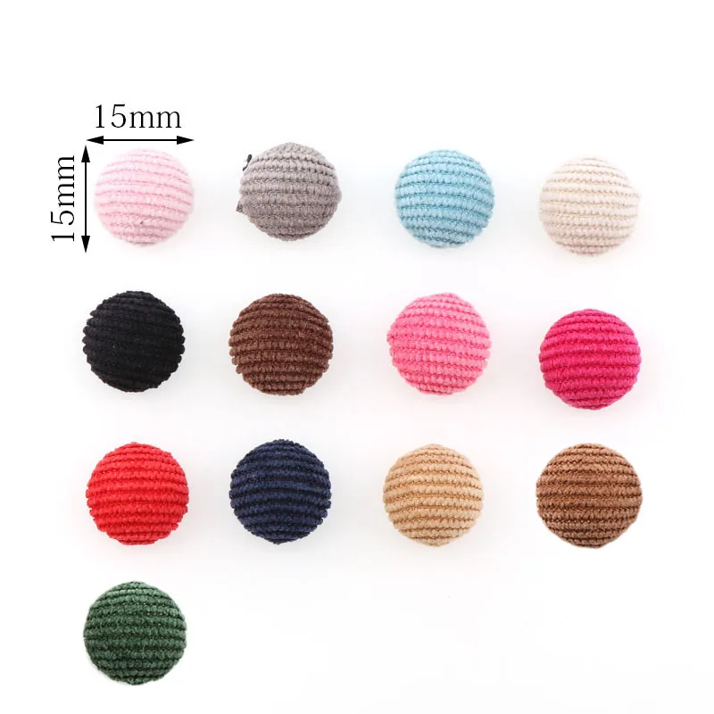 

50pcs Round Buttons Corduroy Fabric Cabochon Scrapbooking Sewing Accessories 15mm covered button with flat back accessories