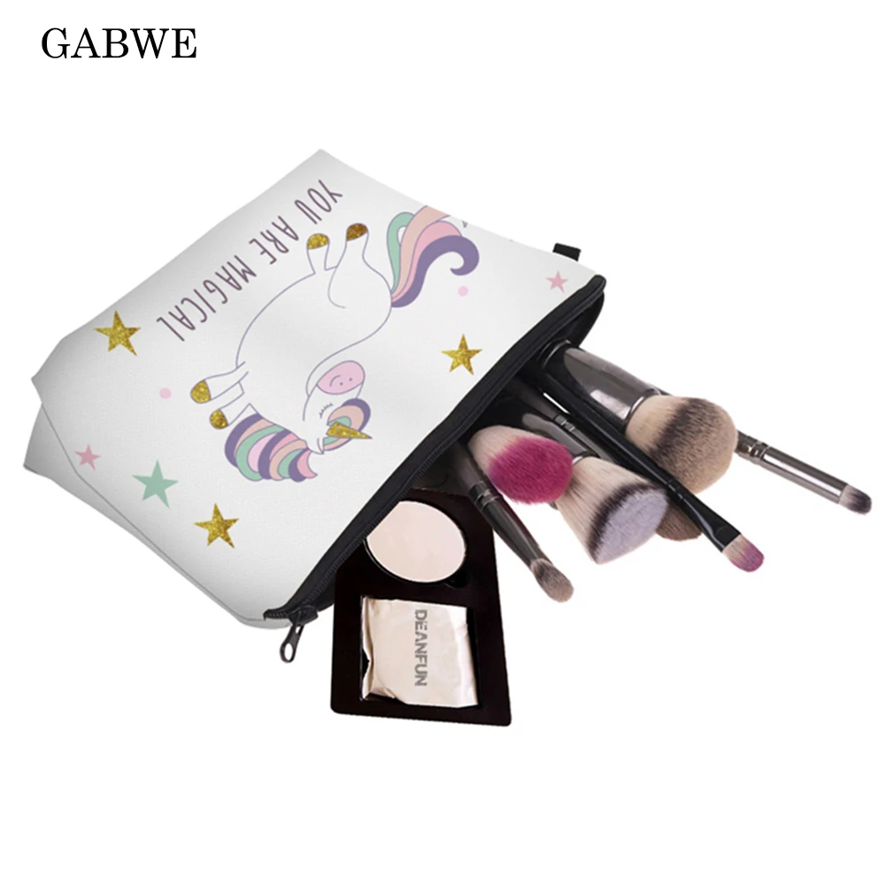 GABWE New Women Unicorn Cosmetic Bags Cute Makeup Bag For Girls Travel
