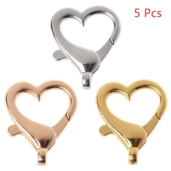 

5 Pcs Love Heart Shape Lobster Buckle Keychain Pendant DIY Accessories Crafts Jewelry Making Tools Material