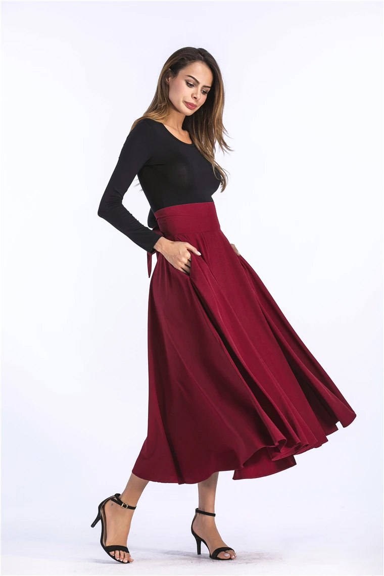 Neophil, базовые длинные юбки макси размера плюс 4xL, 100 см, мусульманское женское Плиссированное бальное платье с высокой талией и бантом, Longa Saias MS8323